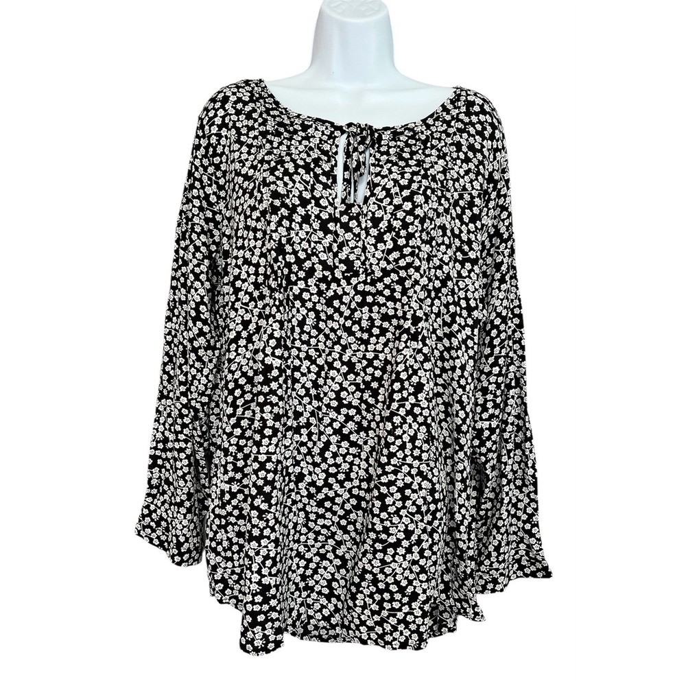 Suzanne Betro Top Blouse Tunic Sz 2X Plus Black White NWT Women's